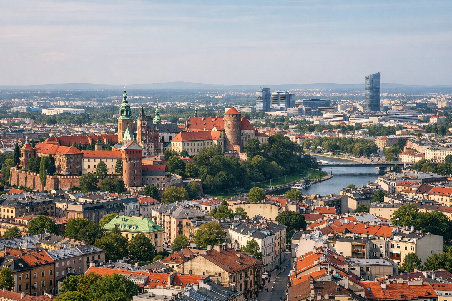 View across Krakow neighbourhoods