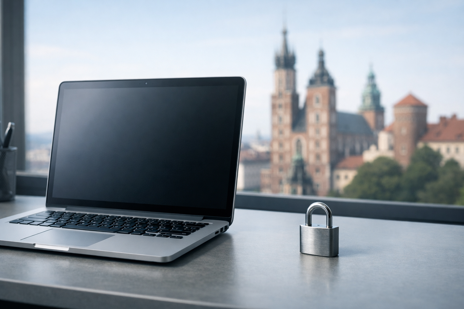 Laptop and padlock representing online privacy